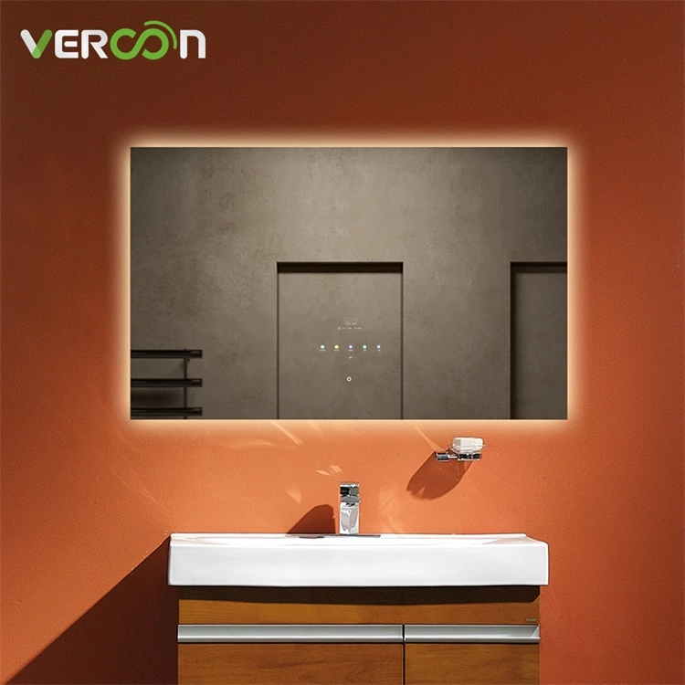 Grand miroir de douche mural à luminosité réglable, miroir de salle de bain LED intelligent avec écran tactile