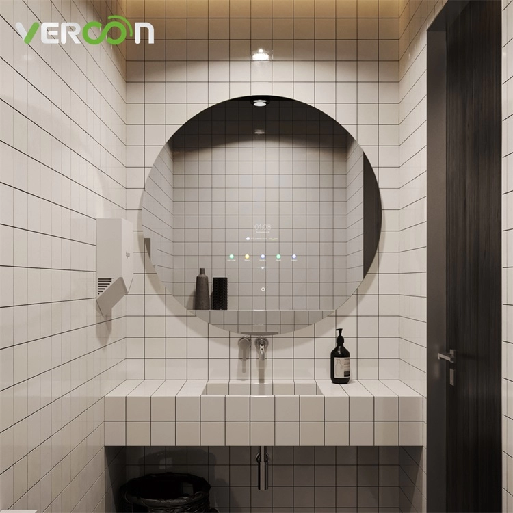 Miroir de salle de bains Smart TV Android 10,1 pouces rond avec écran tactile étanche TV