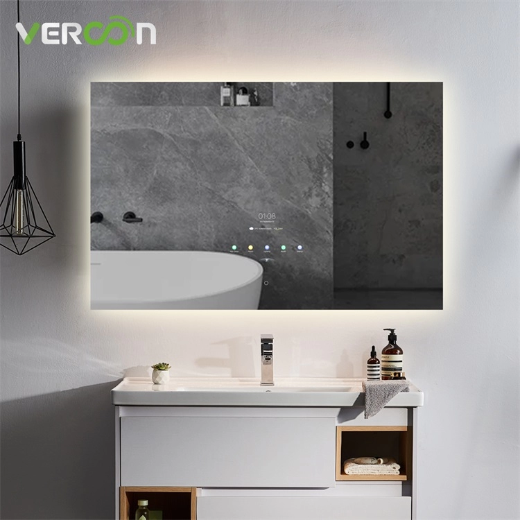 Miroir de courtoisie mural pour salle de bains, miroir tactile Android, miroir intelligent avec WIFI