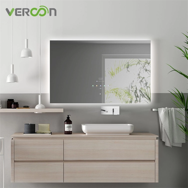 Le premier miroir de salle de bain intelligent Android 11, écran tactile de 10,1 pouces, dimension 1200 x 800 mm intégrée