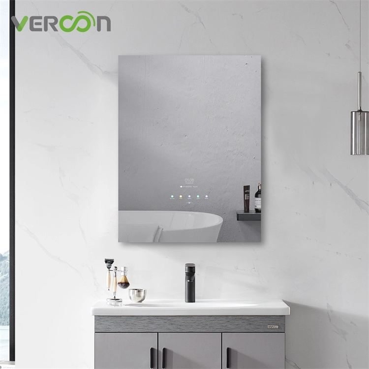 Miroir de salle de bain LED intelligent rétro-éclairé rectangulaire anti-buée de 30 pouces