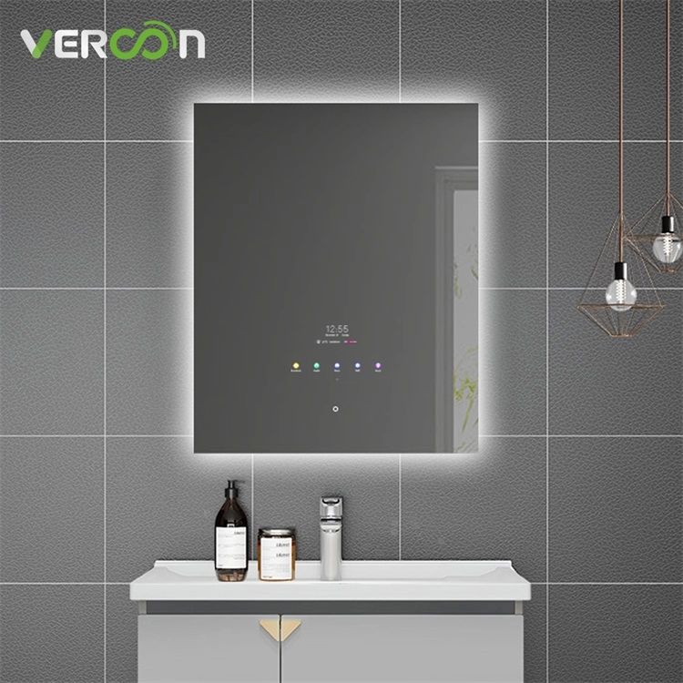 Miroir de salle de bain LED intelligent rétro-éclairé rectangulaire anti-buée de 30 pouces