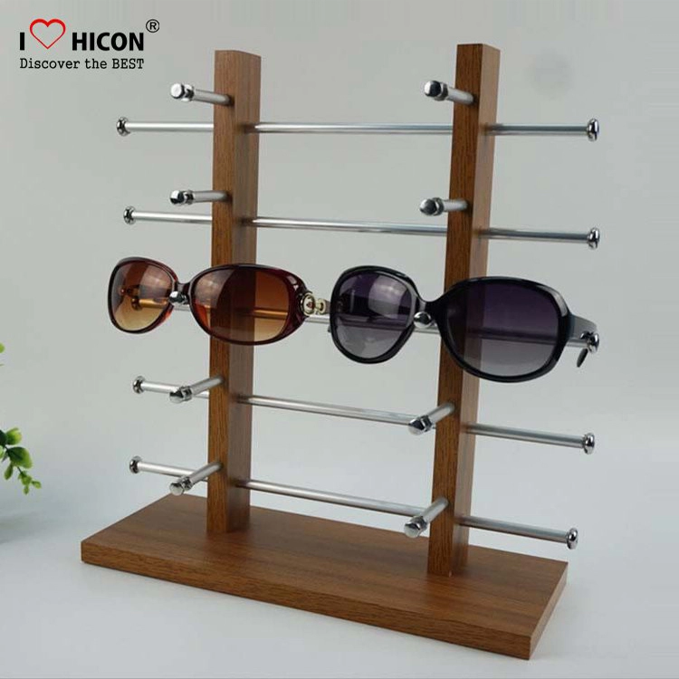 Présentoir de lunettes de soleil personnalisé en bois brun à 5 couches à vendre