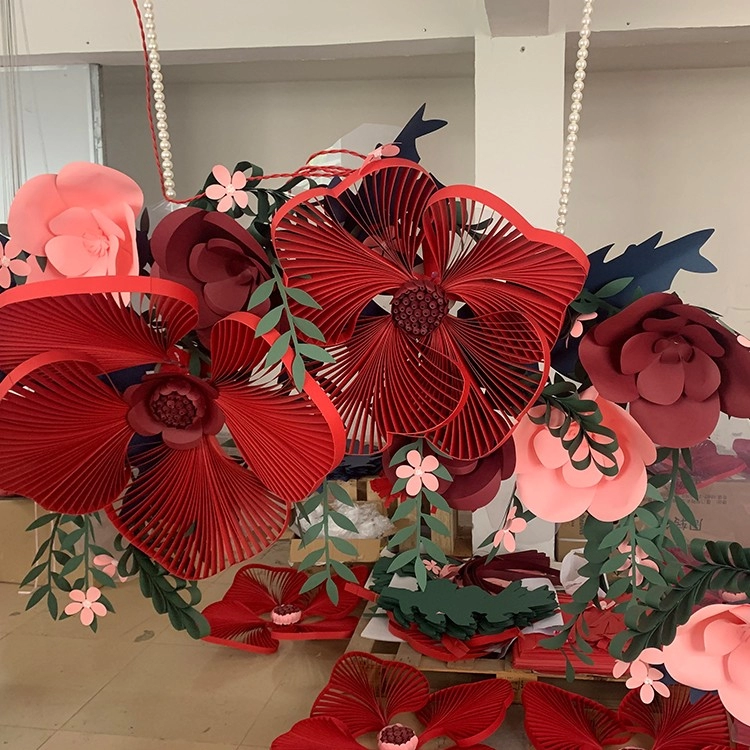 Affichage d'accessoires de fleur d'art de papier de fenêtre de Noël