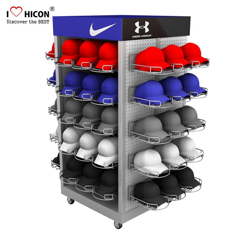 Support d'affichage multiple de chapeau en métal sportif en gros pour le magasin de détail