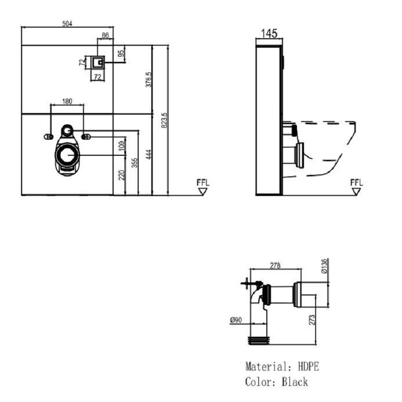 cabinet cistern dimension