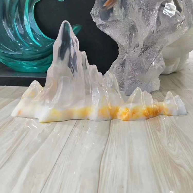 Accessoires d'affichage iceberg transparents en résine avec lumière