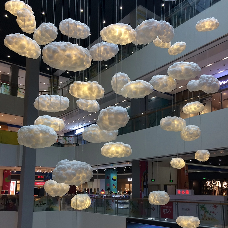 Décoration de nuage doux suspendu pour centre commercial