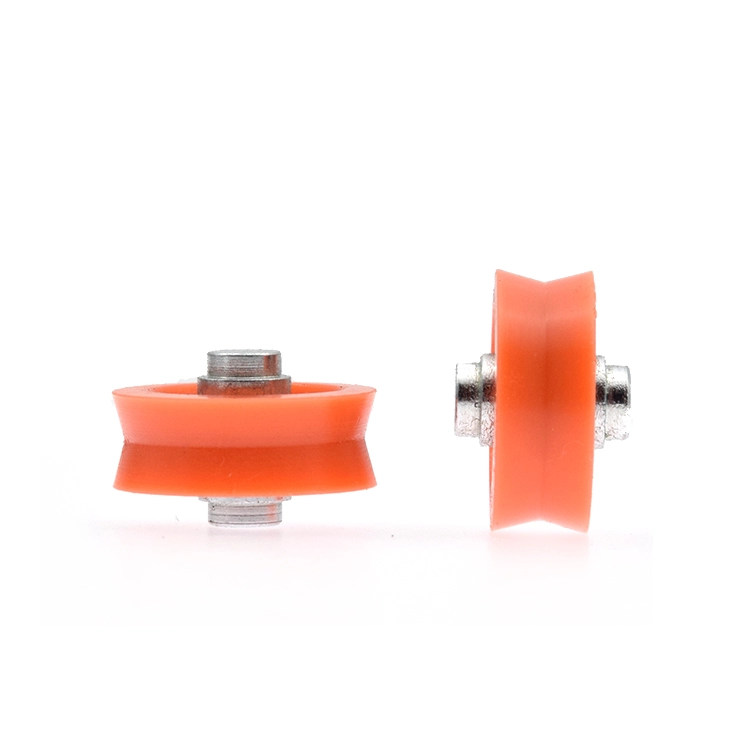 Roue en nylon orange de roulement à rouleaux de cannelure de V pour les meubles 6*21*8mm