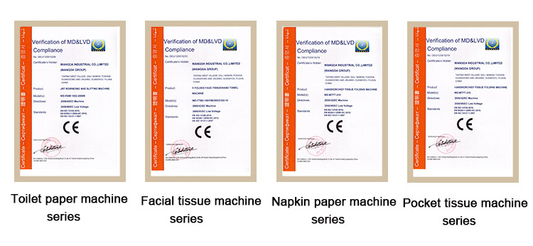 Certifications CE de la machine d'emballage de mouchoirs