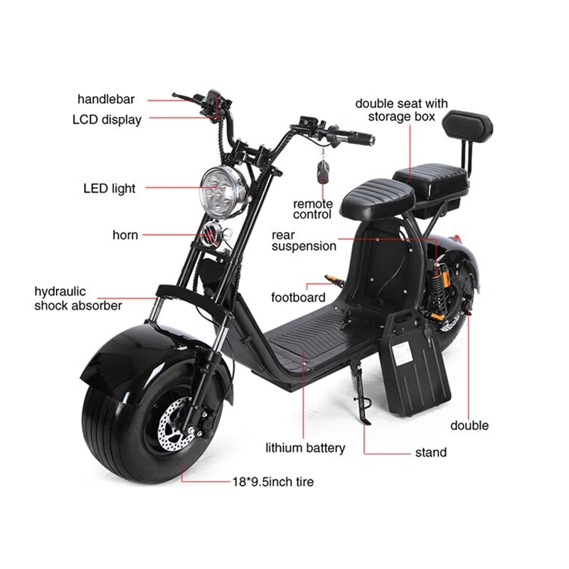 Meilleur prix 1500w scooter 45kmh vitesse max électrique citycoco adulte mode produit citicoco 2 gros gros pneu