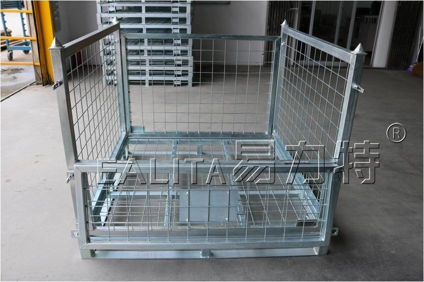 Cage de stockage galvanisée pliable Conteneur en treillis métallique M-PCM-01-P