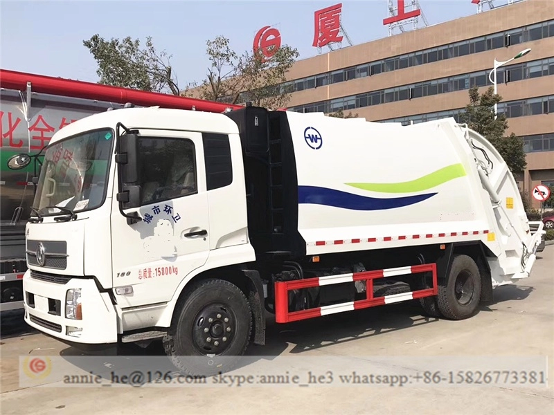 Camion compacteur d'ordures à déchargement automatique DongFeng 14m³