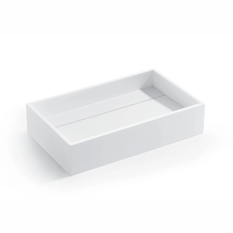 Lavabo à surface solide blanc mat de conception moderne de salle de bains