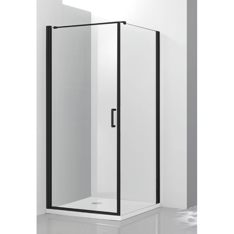 Cabines de douche à porte pivotante sans cadre noir mat