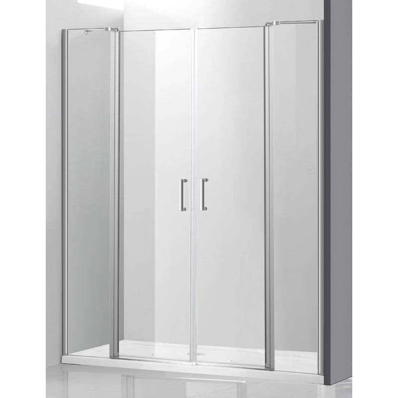 Portes de douche en verre sans cadre à 2 panneaux fixes à 2 pivots
