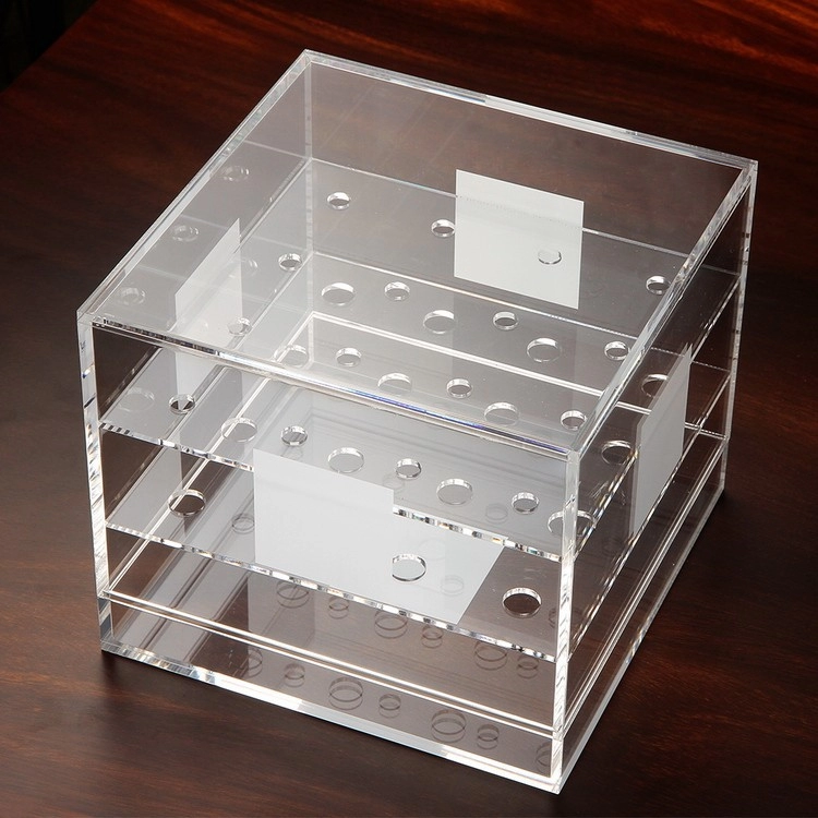 Boîte acrylique fleur carrée rose boîte de collection de fleurs éternelles boîte en cristal transparent