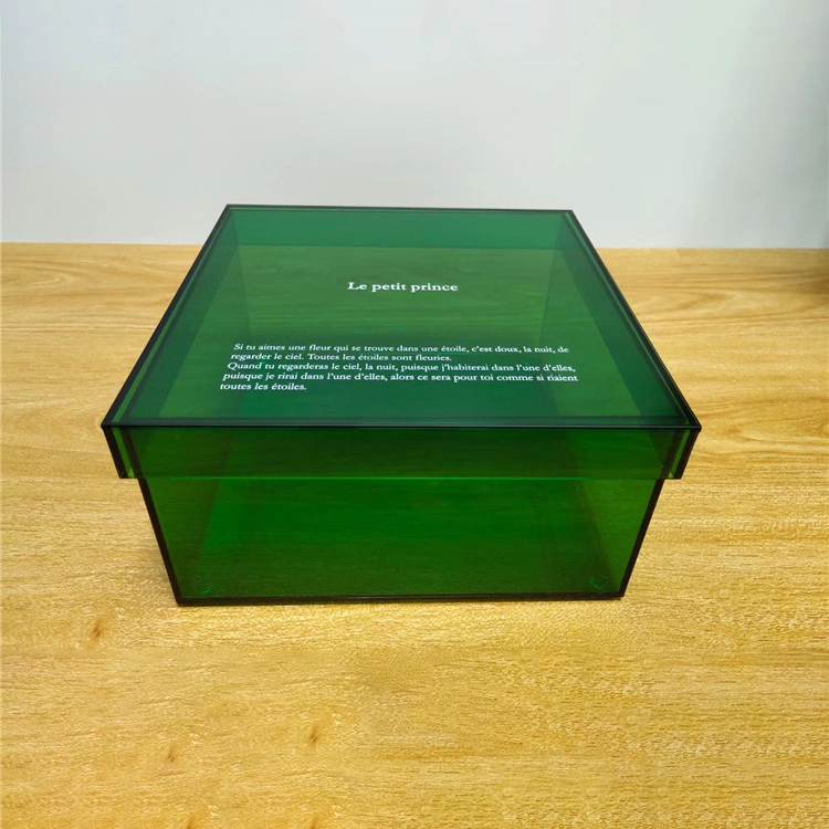 boîte de rangement en acrylique coloré empilable antipoussière avec couvercle