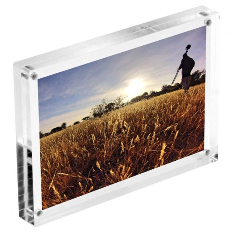 Bloc de cadre photo magnétique acrylique transparent double face autoportant