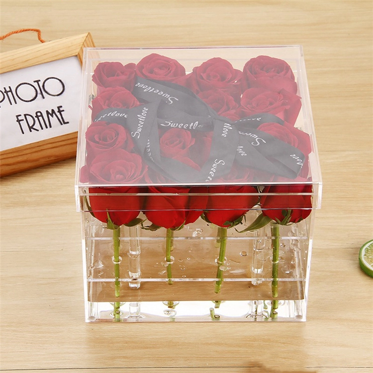 Grande boîte à roses en acrylique anti-poussière transparente