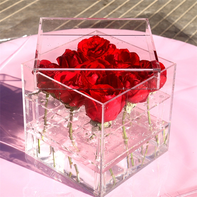 Grande boîte à roses en acrylique anti-poussière transparente