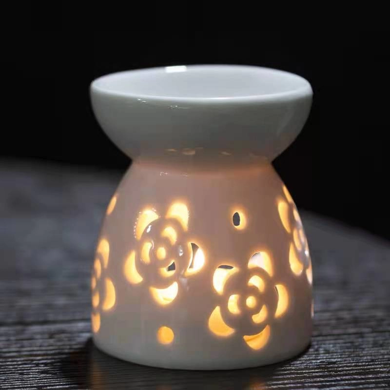 Lampe à huile essentielle de petite bougie en porcelaine évidée multi