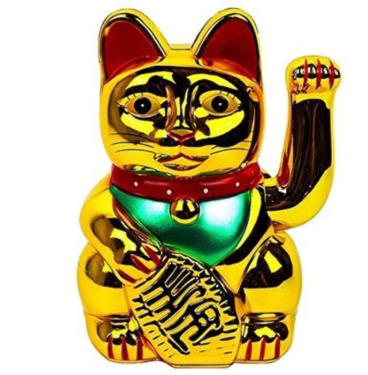 Chat porte-bonheur Maneki Neko en céramique avec bras agitant