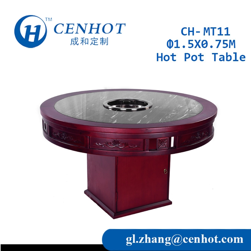 Table ronde en bois pour marmite chinoise à courant descendant pour le fabricant de restaurants - CENHOT