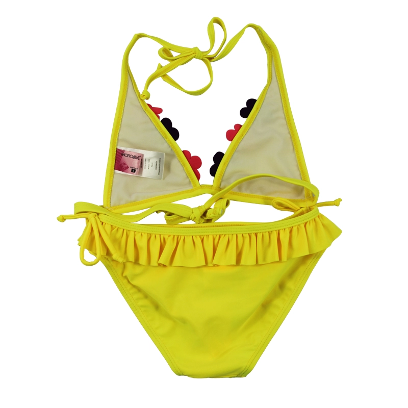 Ensembles de natation bikini licou jaune pour fille