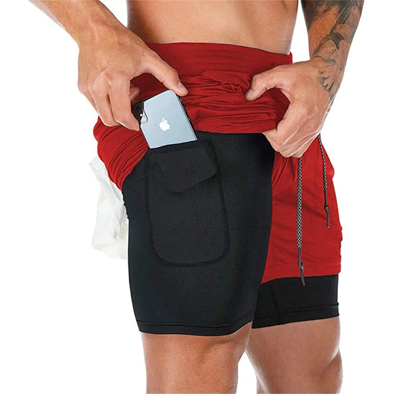 Short furtif 2 en 1 pour homme Short de sport de plein air 7 pouces Gym Yoga