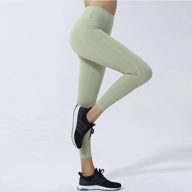 Pantalon de yoga élastique taille haute en tissu de ponçage Leggings pour femmes