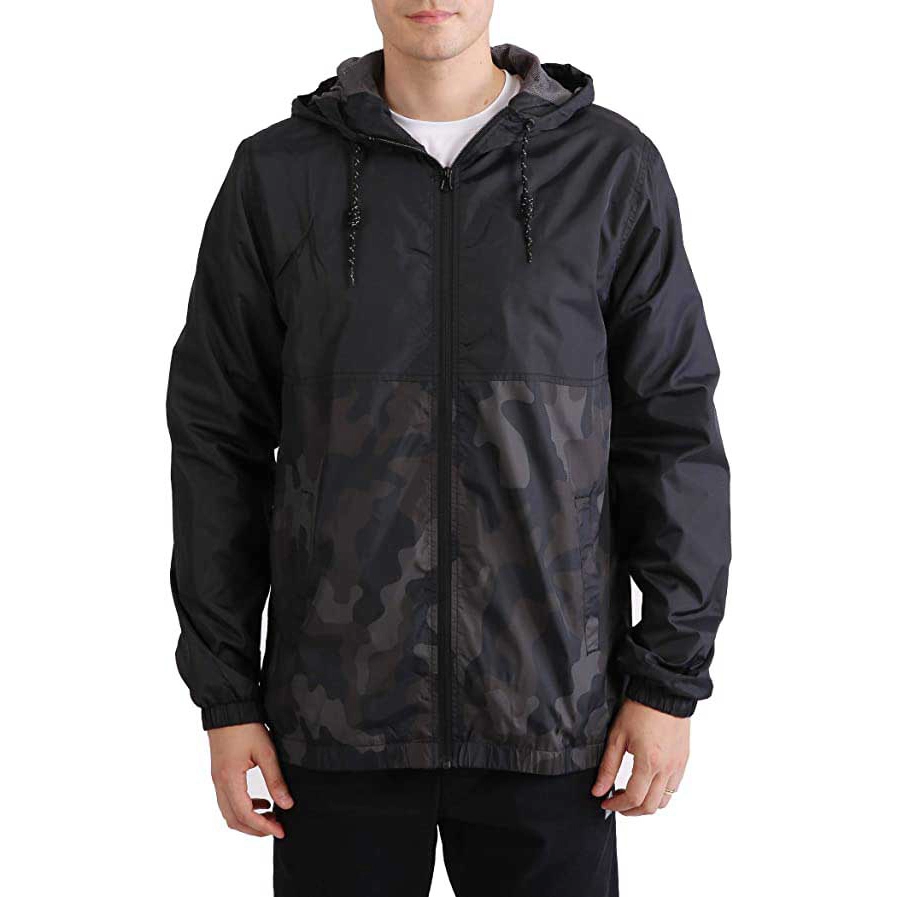 Coupe-vent pour hommes Coupe-vent imperméable à capuche zip Running Veste légère