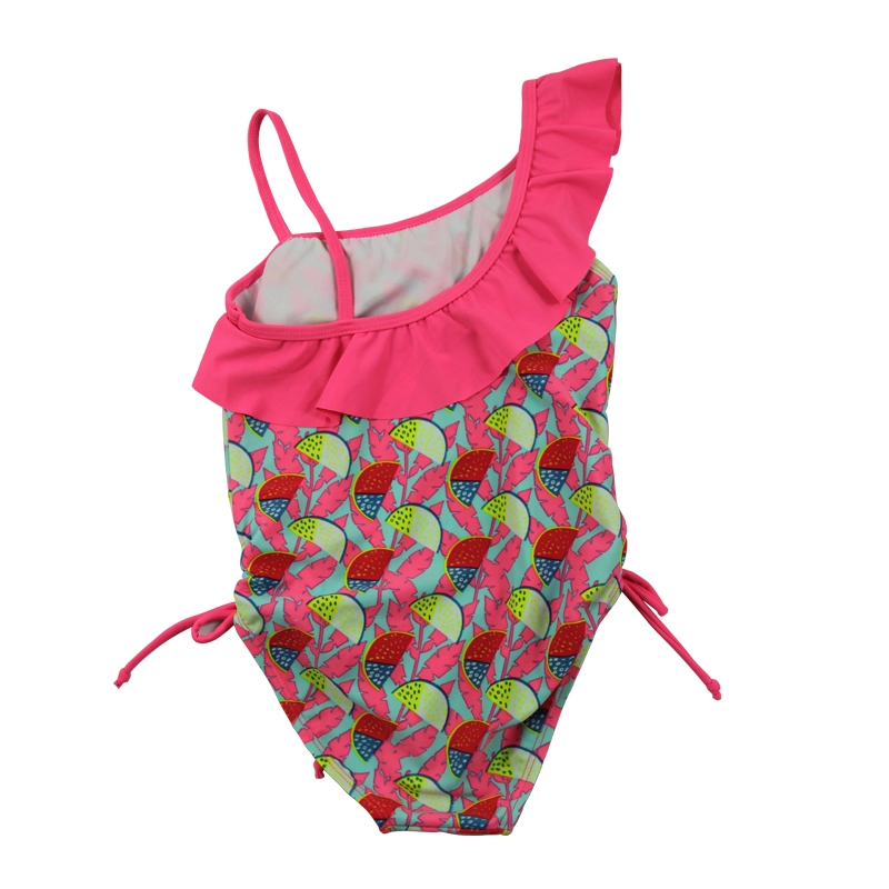 Maillots de bain une pièce rouge pastèque à volants pour petites filles