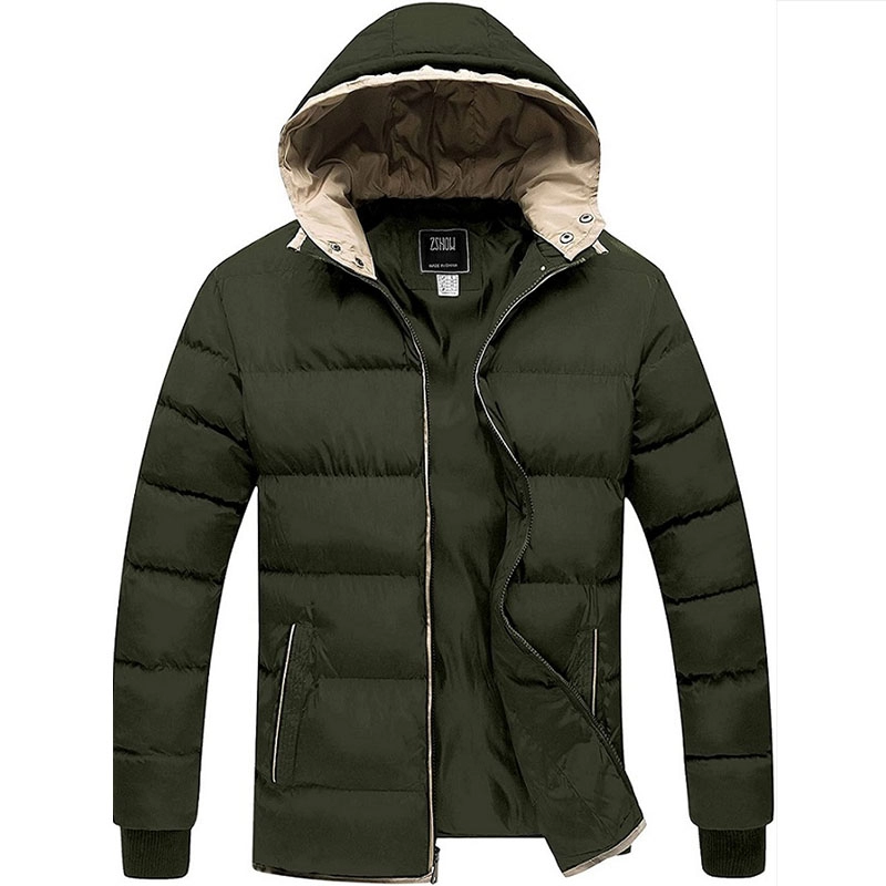 Veste d'hiver épaisse pour hommes Manteau en coton matelassé à double capuche chaud