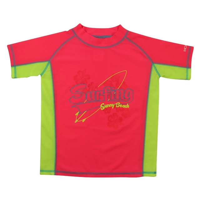 T-shirt Rash Guard '' Surfing '' rouge vif pour garçon