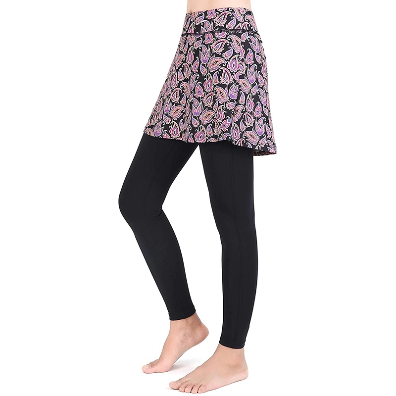 Legging à jupe pour femme, legging de yoga avec jupes et leggings de tennis pour femme Poches pour vêtements