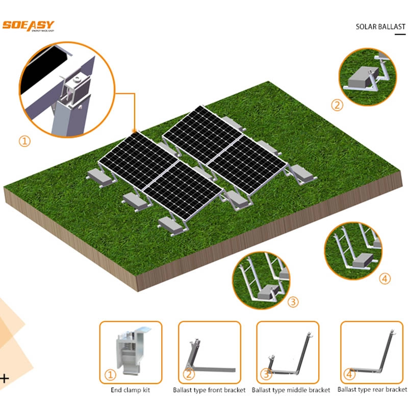 Système de buttage de toit plat solaire pv mobile