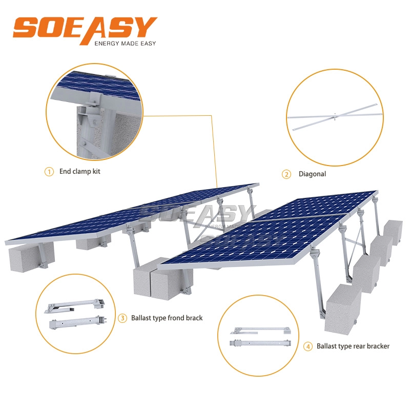 structure de ballast de toit solaire pv à bas prix