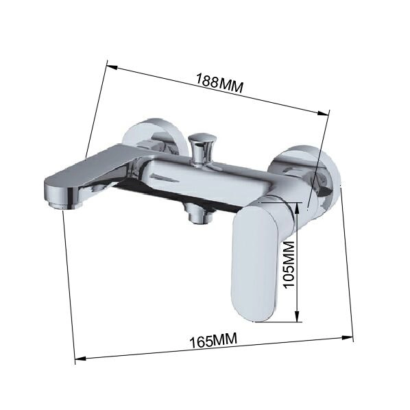 Robinet mitigeur de robinet de douche exposé de salle de bain