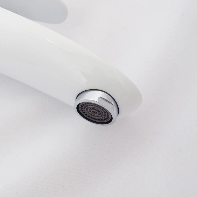 Robinet mitigeur de lavabo en laiton rehaussé blanc