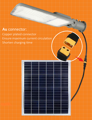 Réverbère solaire à connecteur cuivré