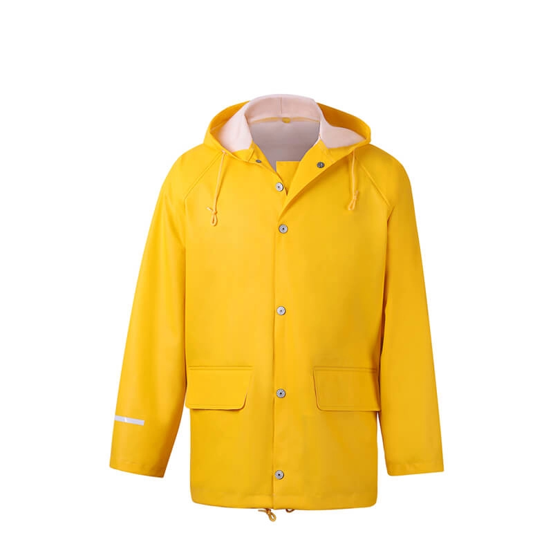 Veste de pluie en PU imperméable jaune à capuche pour hommes
