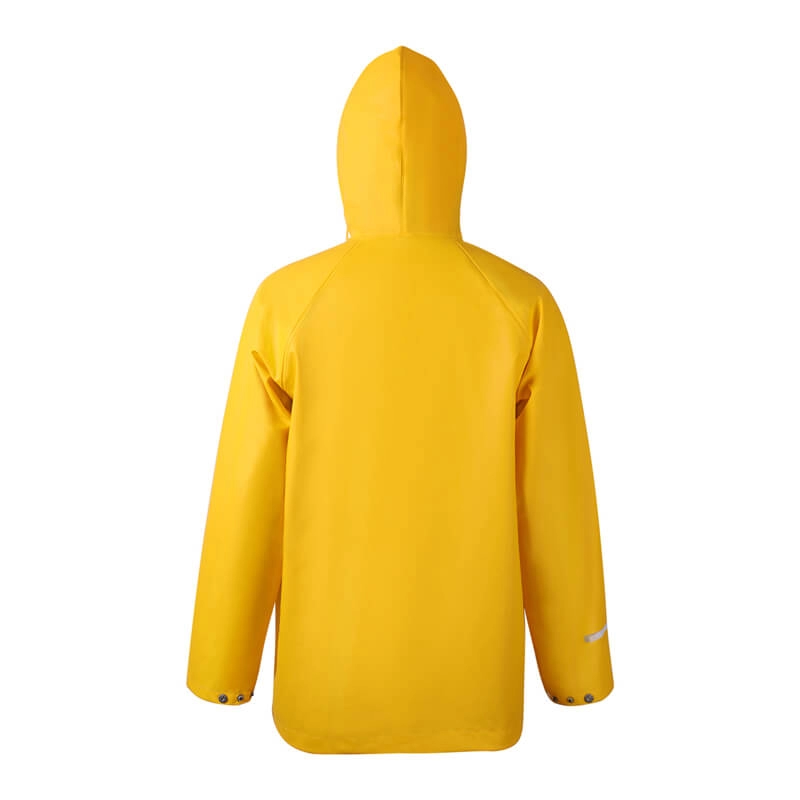 Veste de pluie en PU imperméable jaune à capuche pour hommes