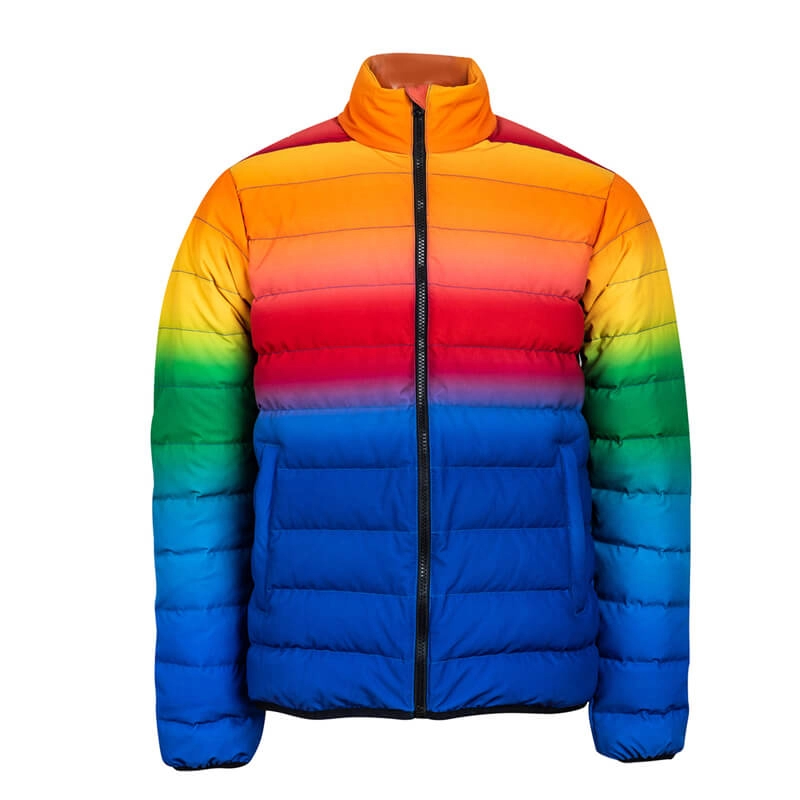 Veste d'hiver rembourrée arc-en-ciel multicolore pour homme