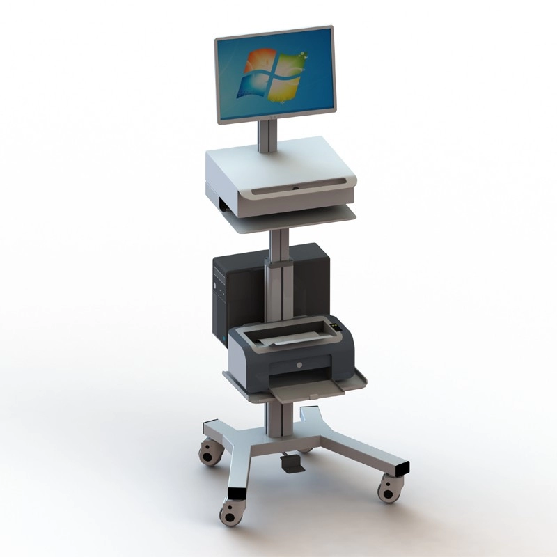 Chariot d'ordinateur médical réglable en hauteur avec tiroir