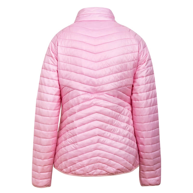 Manteaux de rembourrage léger rose à col montant pour femmes