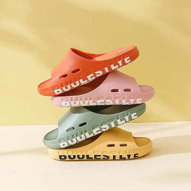 Pantoufle de salle de bain en caoutchouc EVA Pantoufle à logo imprimé Chaussures