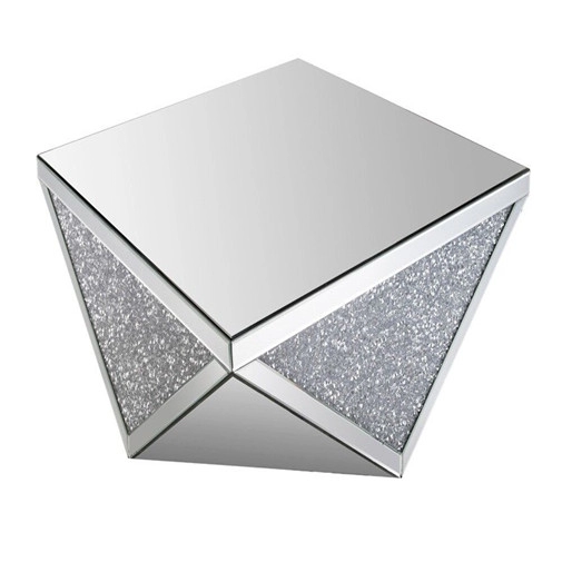 Table basse en miroir carrée en diamant écrasé de luxe en gros