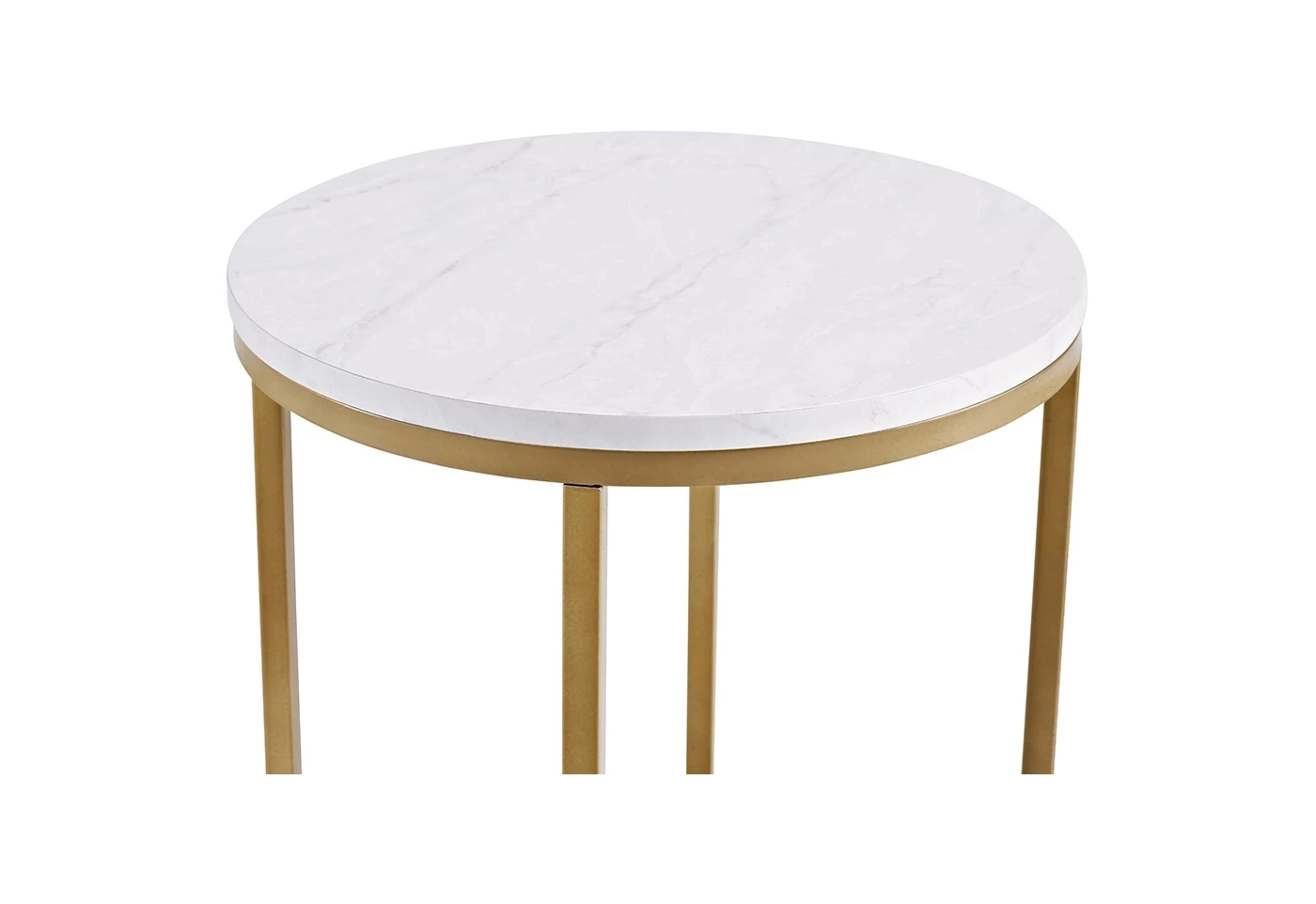 Petite table d'appoint de canapé ronde en métal et marbre