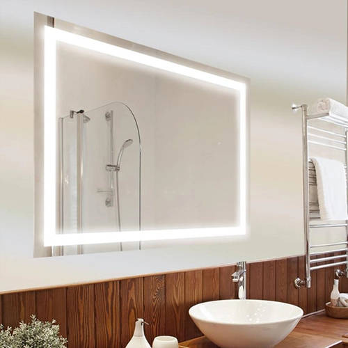 Miroir de courtoisie mural à éclairage LED avec tampon anti-buée